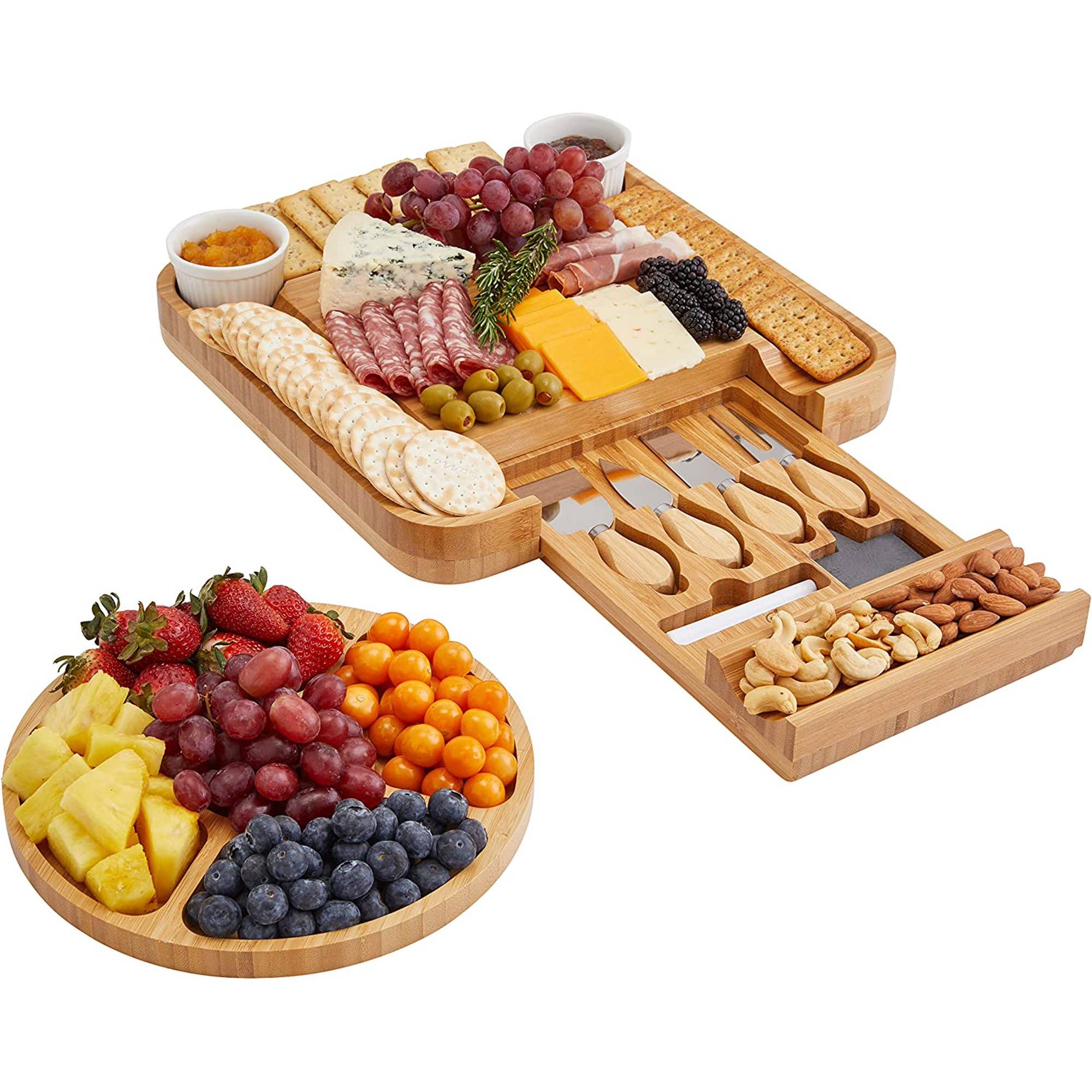 Bamboo Cheese Board and Fruit Platter, Meat and Cheese Tray – The