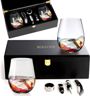 stemless wine glass set