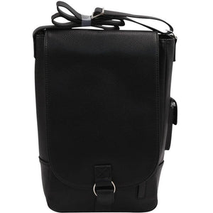 Vino2 Two Bottle Leather Wine Tote Messenger Carrier - The Wine Concierge